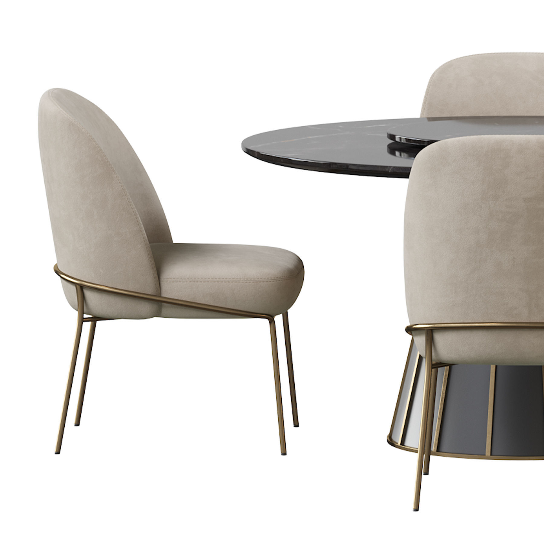CLEOPATRA ROUND MARBLE DINING TABLE and Astrud Dining Chair 3D model_8