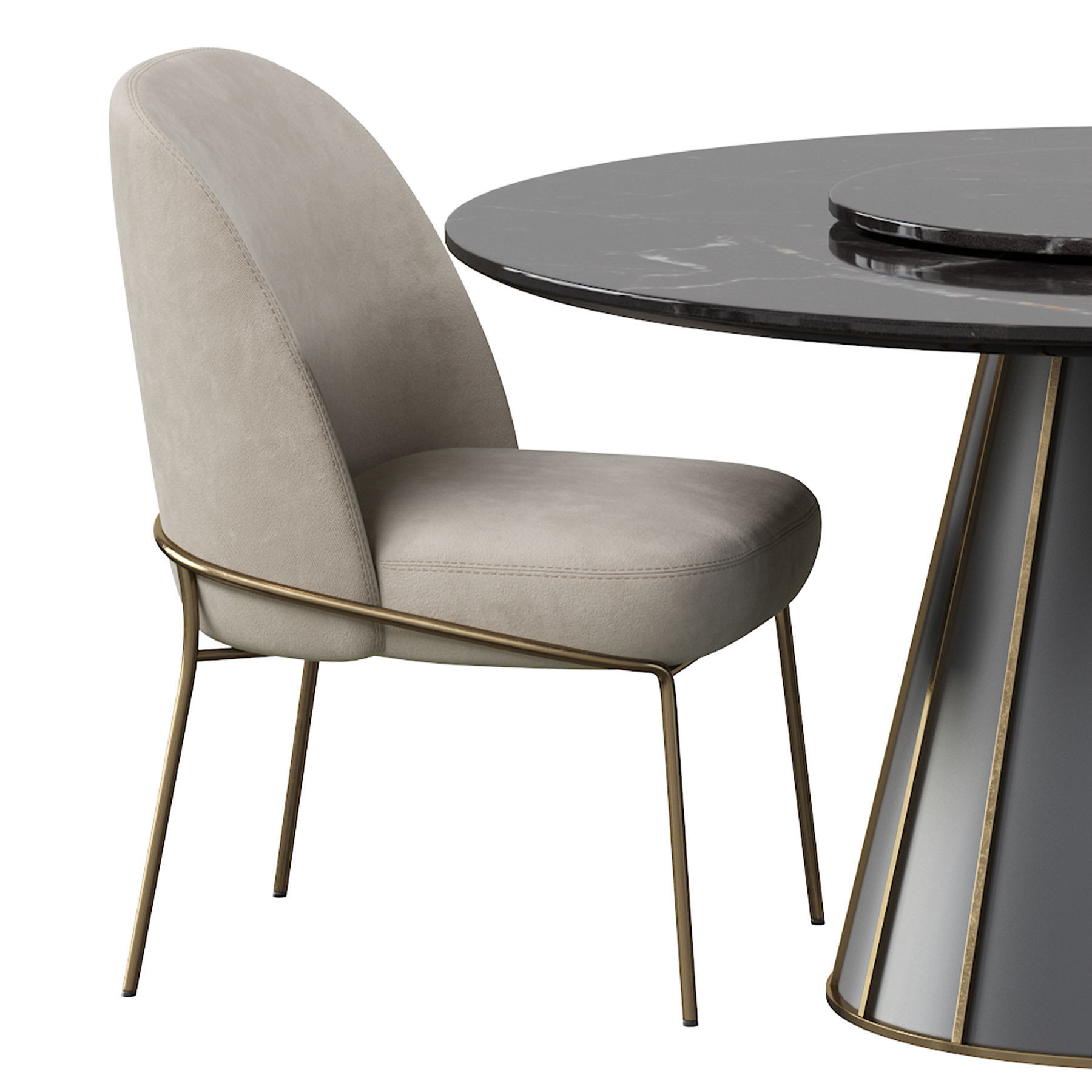 CLEOPATRA ROUND MARBLE DINING TABLE and Astrud Dining Chair 3D model_4