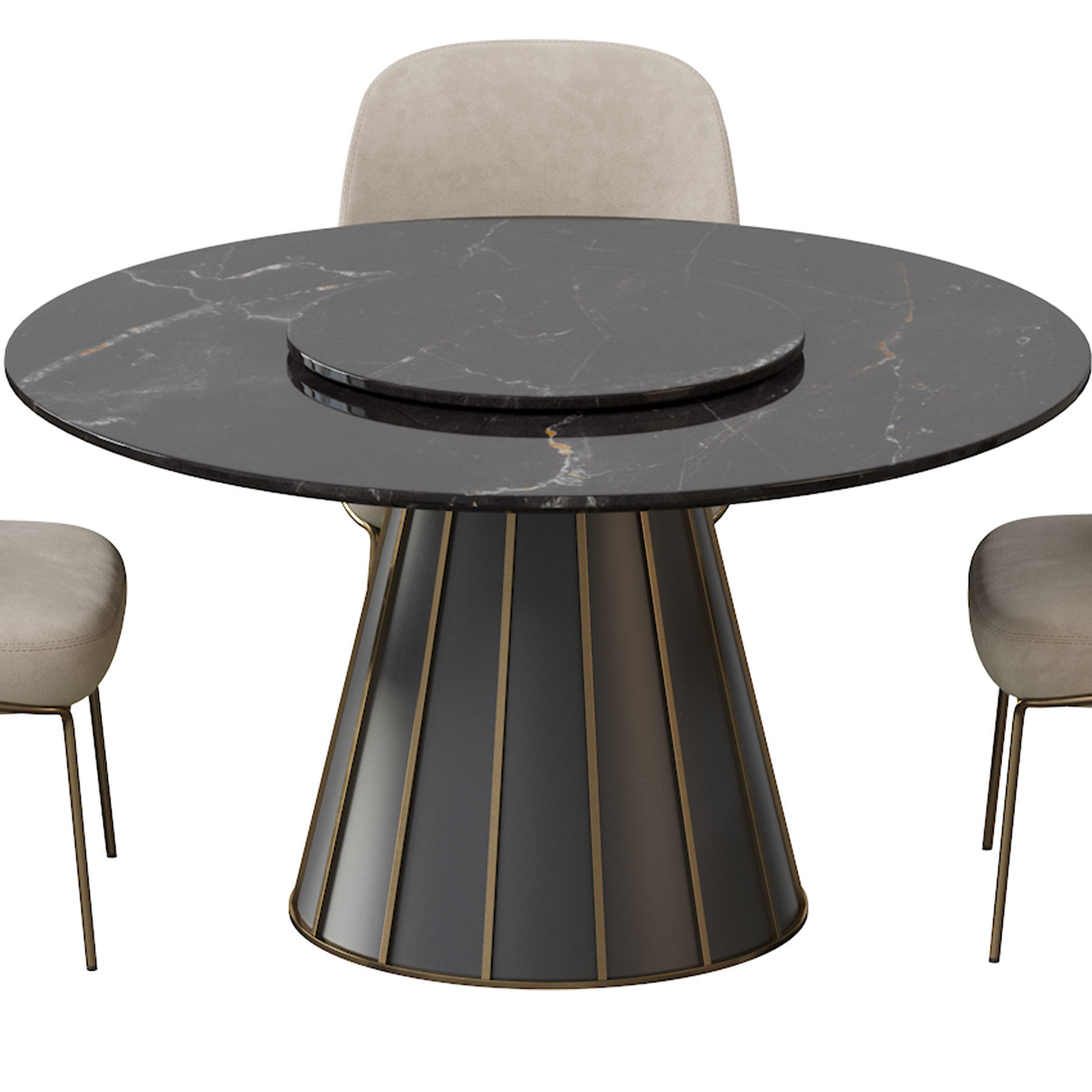 CLEOPATRA ROUND MARBLE DINING TABLE and Astrud Dining Chair 3D model_12