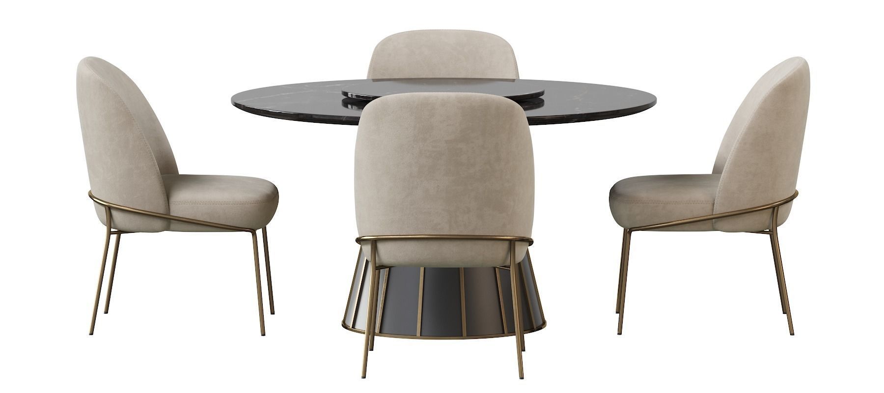 CLEOPATRA ROUND MARBLE DINING TABLE and Astrud Dining Chair 3D model_18