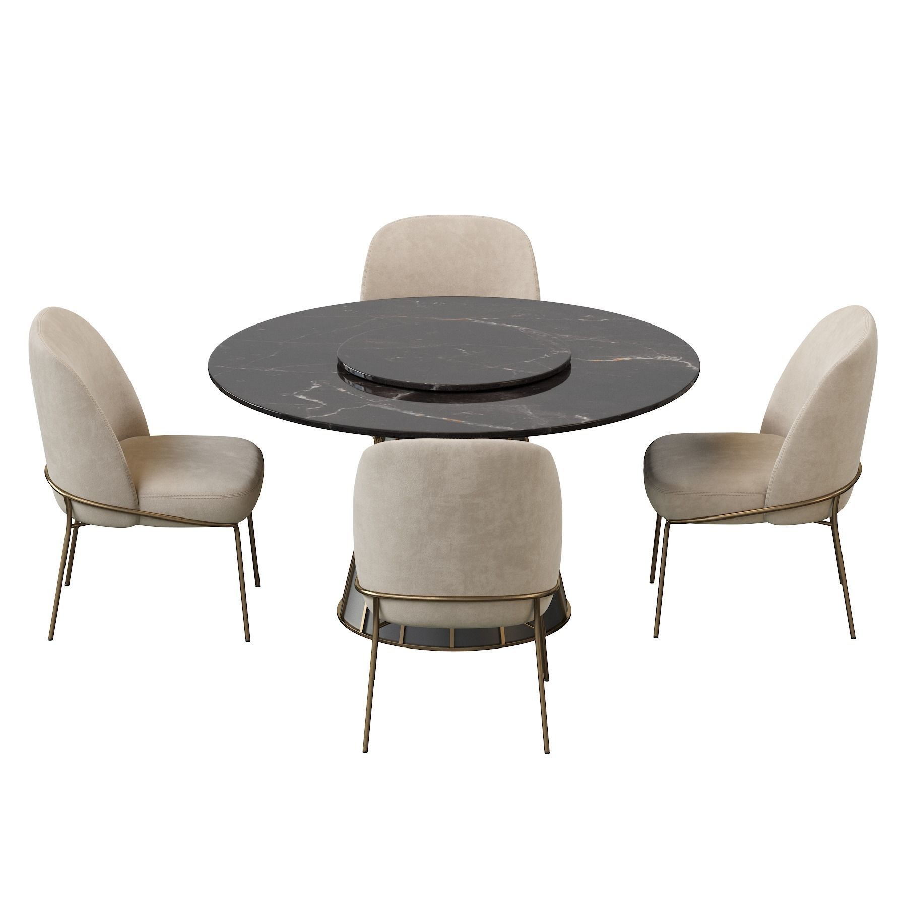 CLEOPATRA ROUND MARBLE DINING TABLE and Astrud Dining Chair 3D model_20