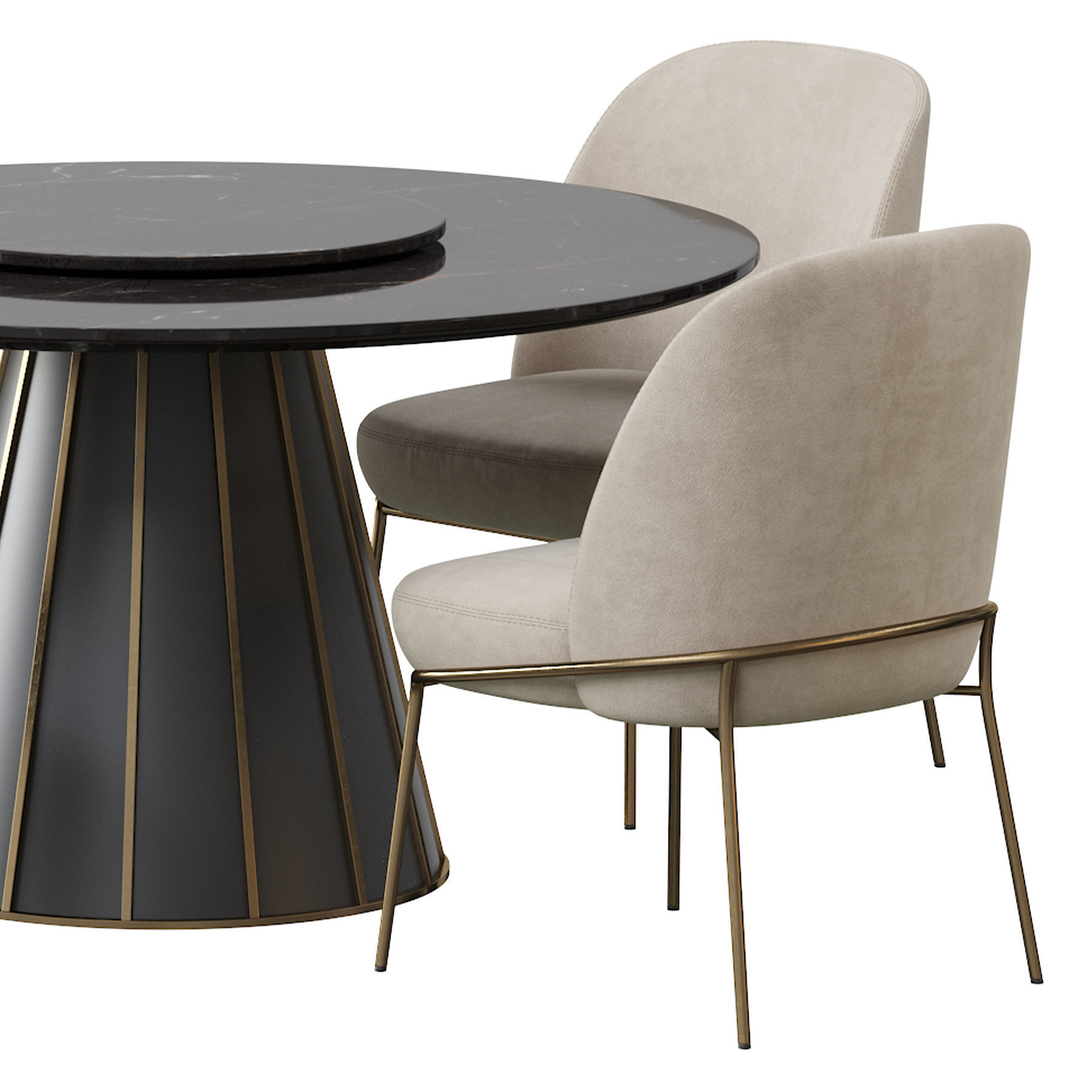 CLEOPATRA ROUND MARBLE DINING TABLE and Astrud Dining Chair 3D model_7