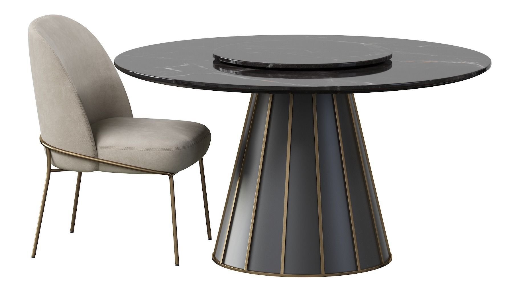 CLEOPATRA ROUND MARBLE DINING TABLE and Astrud Dining Chair 3D model_11