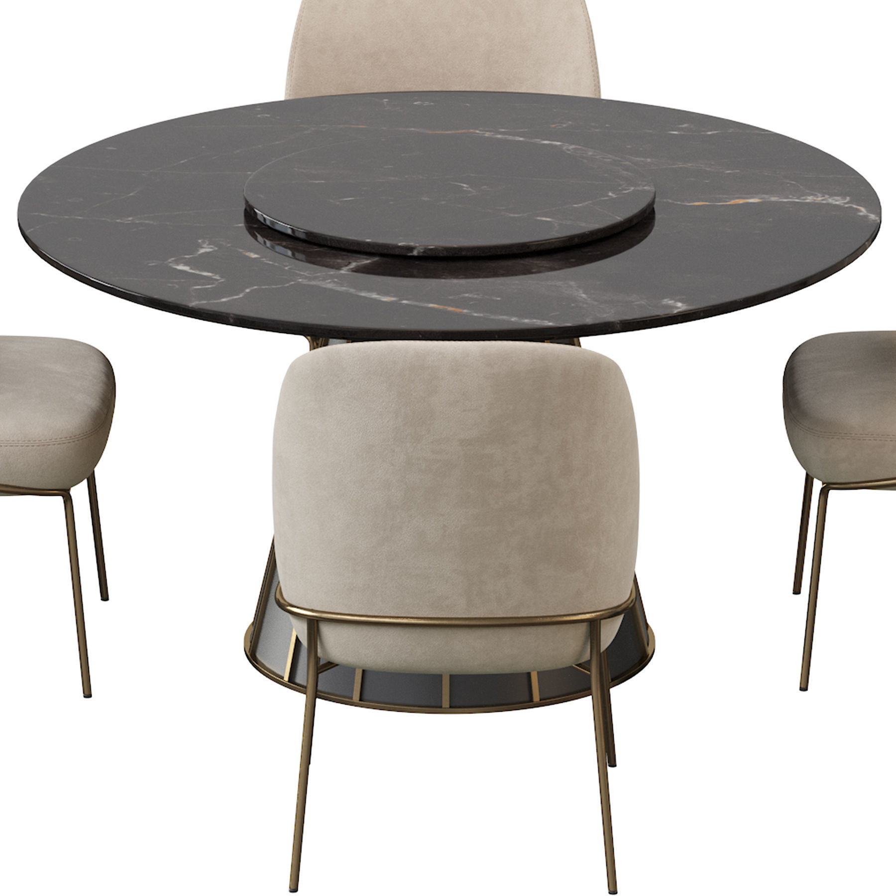 CLEOPATRA ROUND MARBLE DINING TABLE and Astrud Dining Chair 3D model_15
