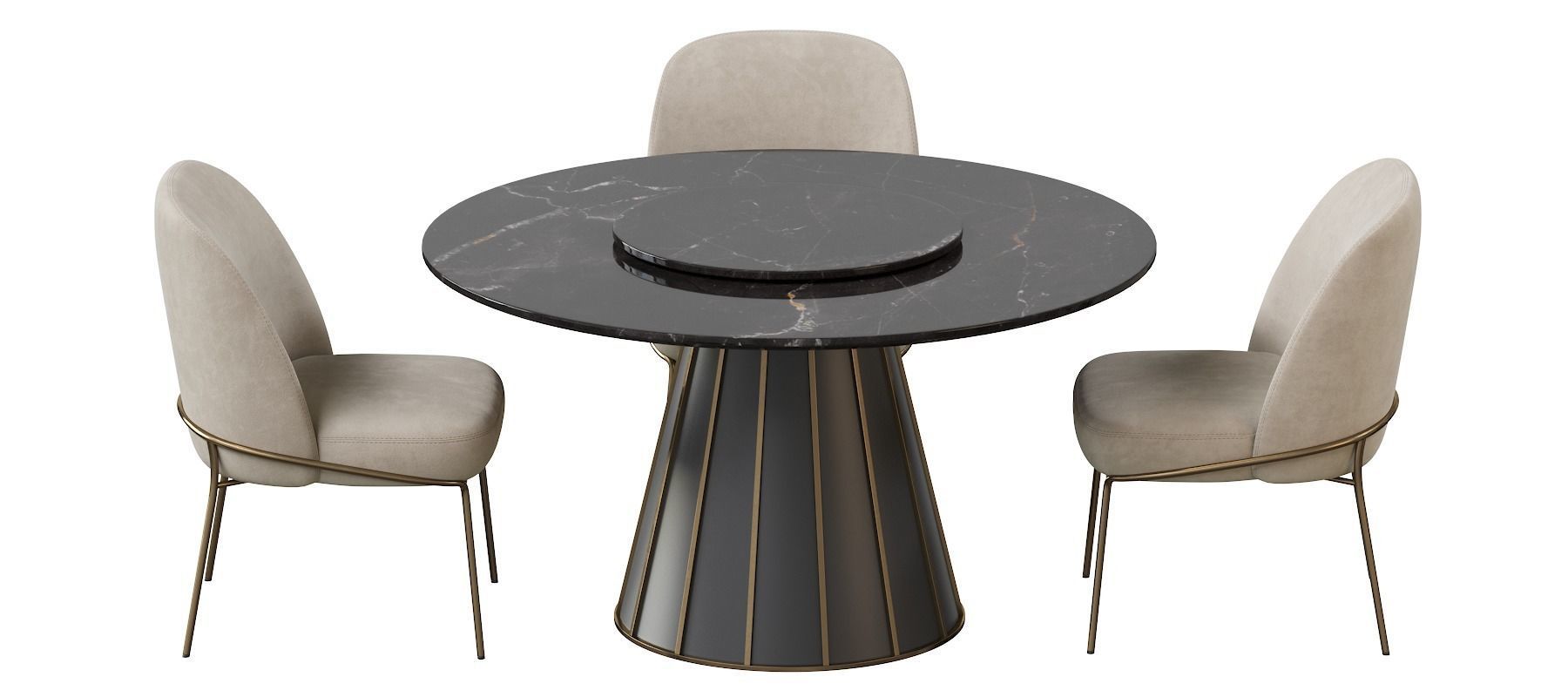 CLEOPATRA ROUND MARBLE DINING TABLE and Astrud Dining Chair 3D model_19