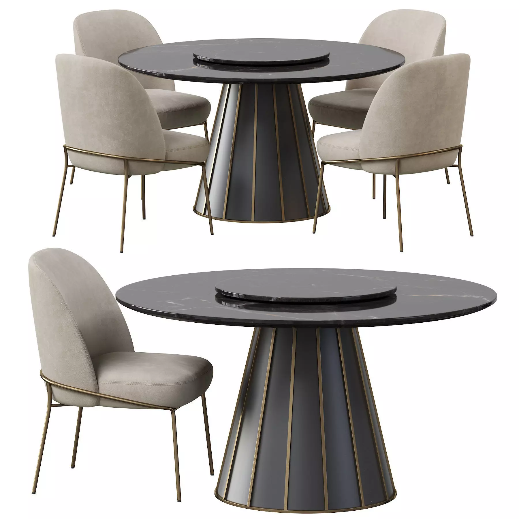 CLEOPATRA ROUND MARBLE DINING TABLE and Astrud Dining Chair 3D model_0