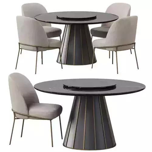 CLEOPATRA ROUND MARBLE DINING TABLE and Astrud Dining Chair