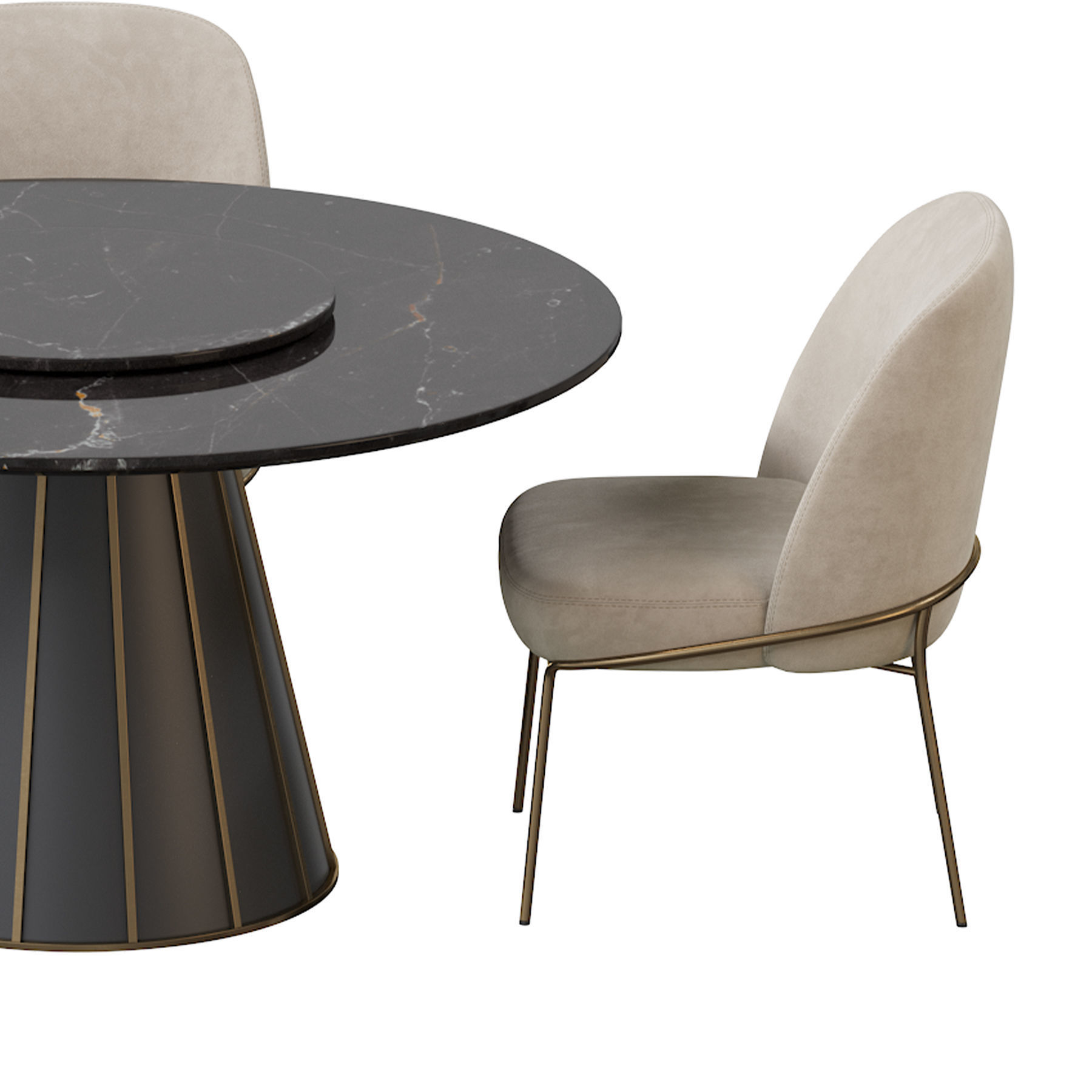 CLEOPATRA ROUND MARBLE DINING TABLE and Astrud Dining Chair 3D model_13