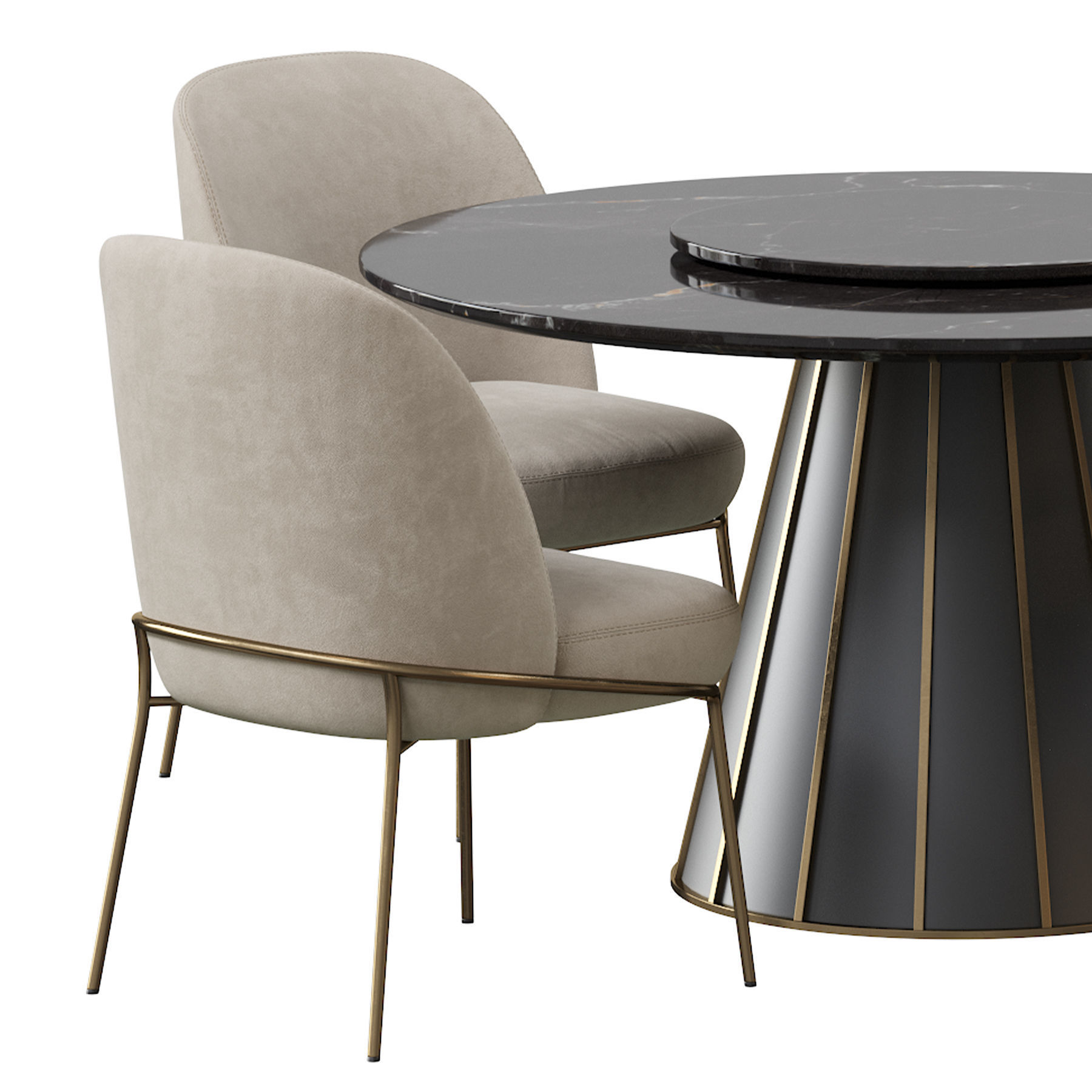 CLEOPATRA ROUND MARBLE DINING TABLE and Astrud Dining Chair 3D model_6