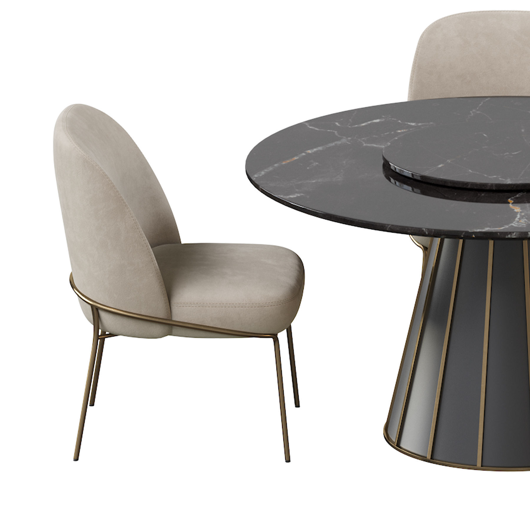 CLEOPATRA ROUND MARBLE DINING TABLE and Astrud Dining Chair 3D model_14