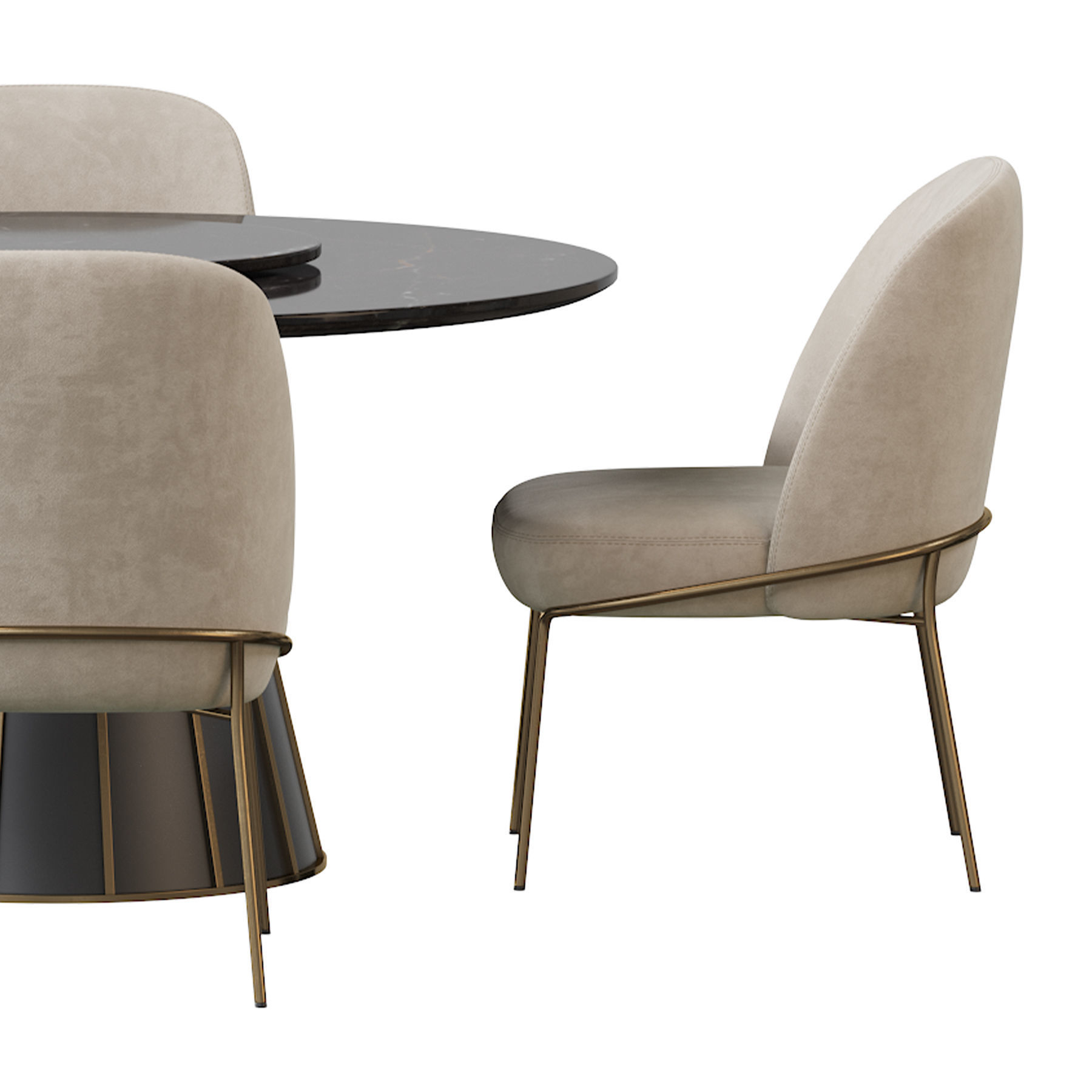 CLEOPATRA ROUND MARBLE DINING TABLE and Astrud Dining Chair 3D model_10