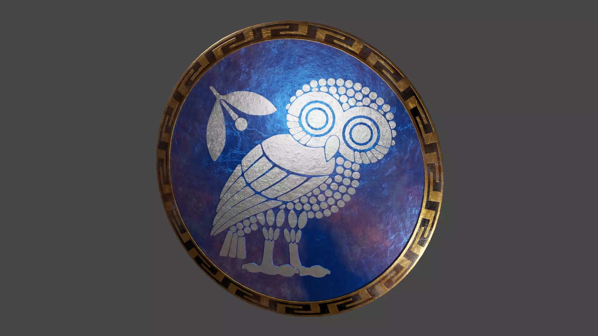 Ancient Greek City State Shield - Athens 3D model_0