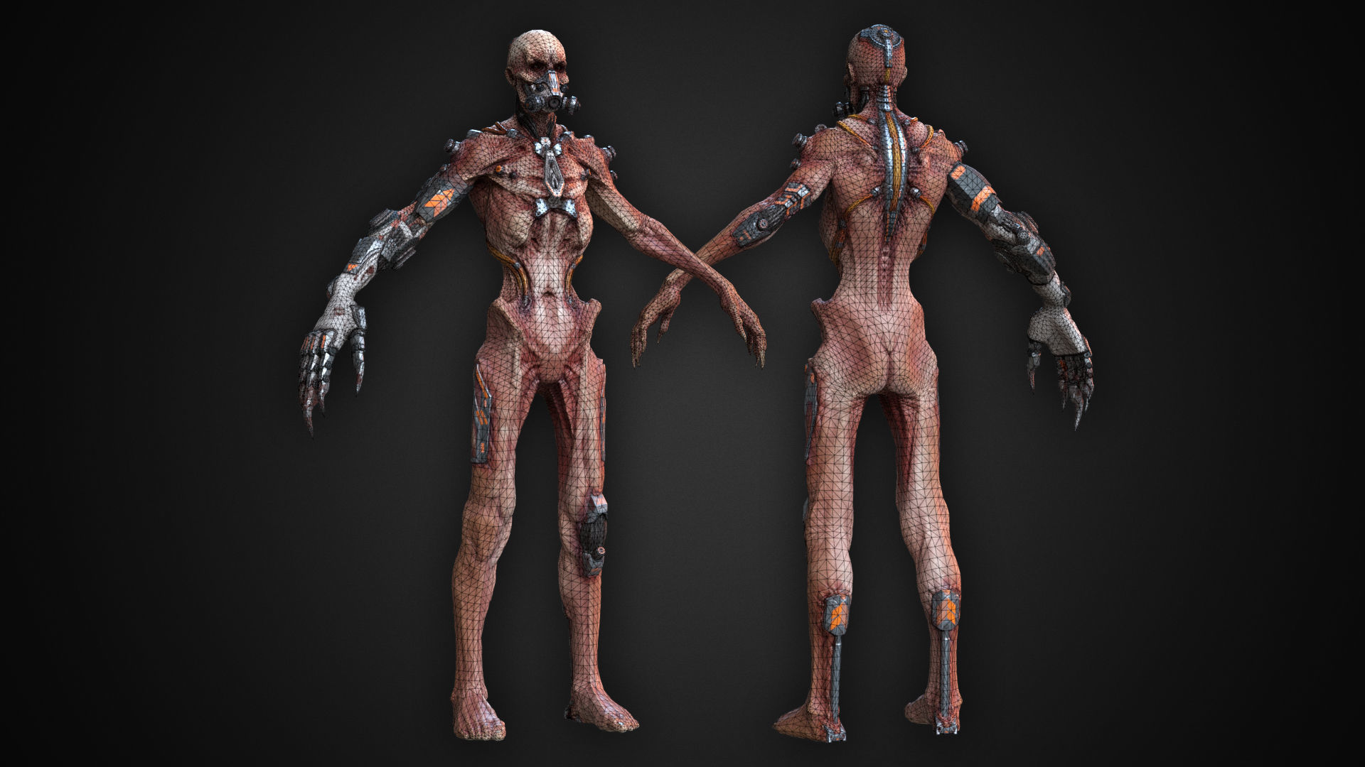 Cyber Zombie Low-poly 3D model_5