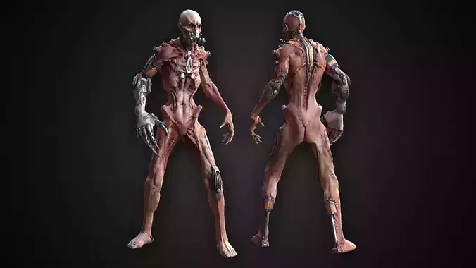 Cyber Zombie Low-poly 3D model