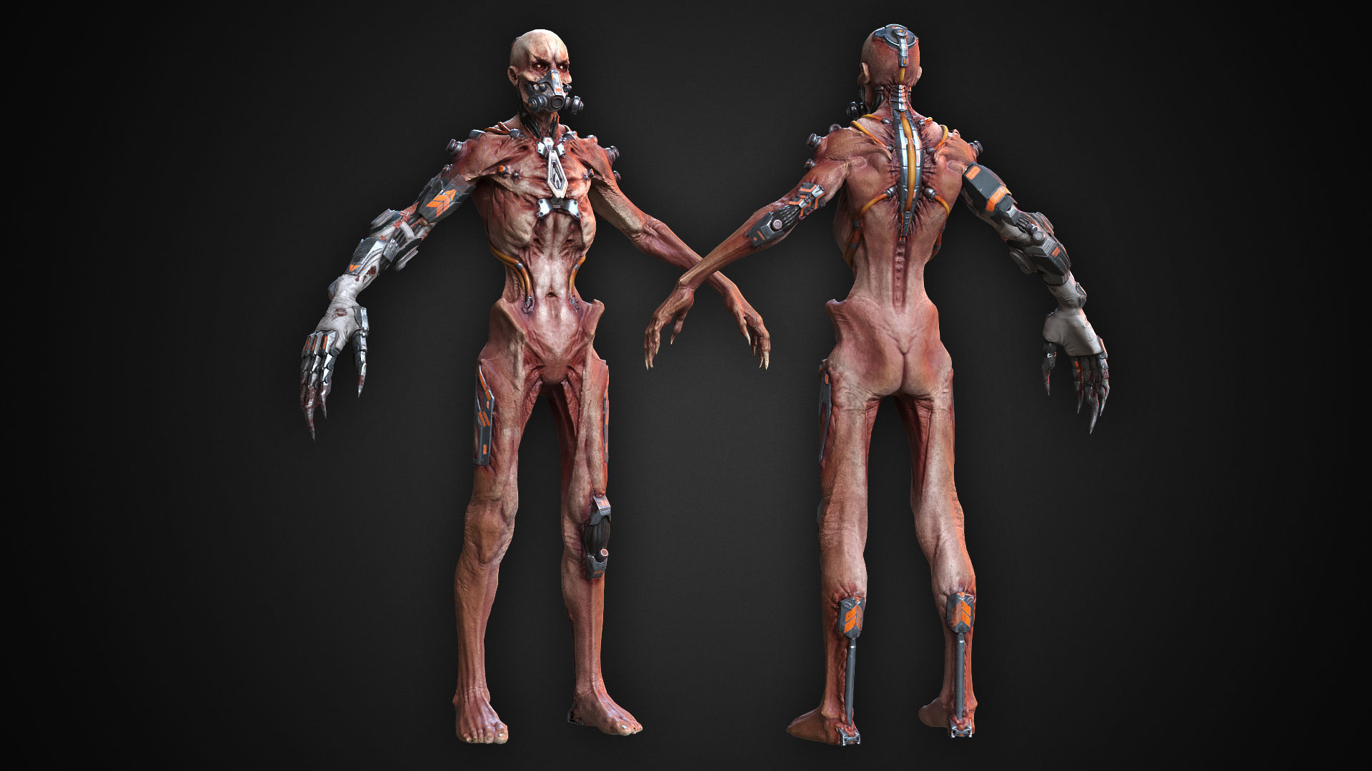 Cyber Zombie Low-poly 3D model_4