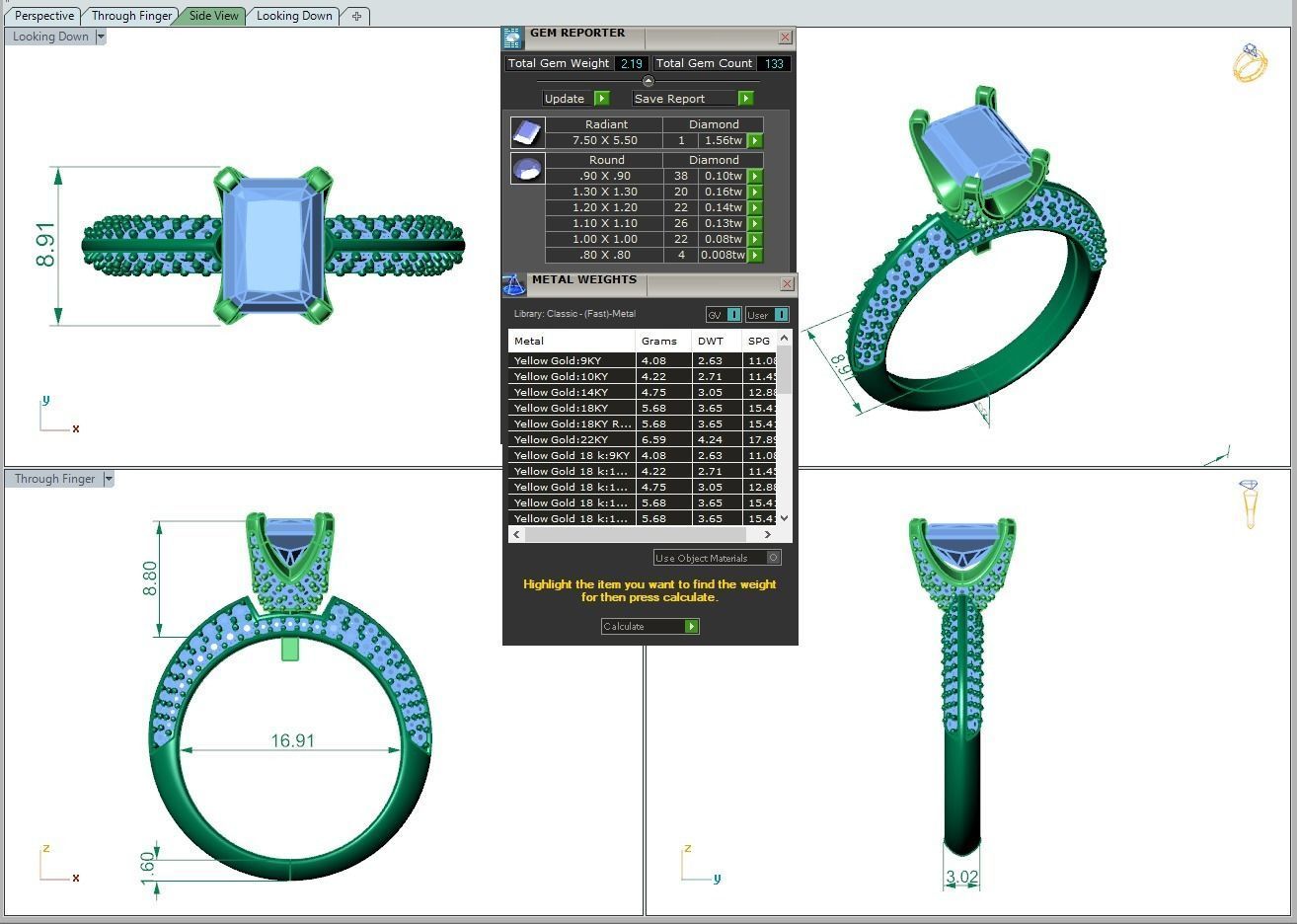 Engagement ring Stella radiant 3D print model_1
