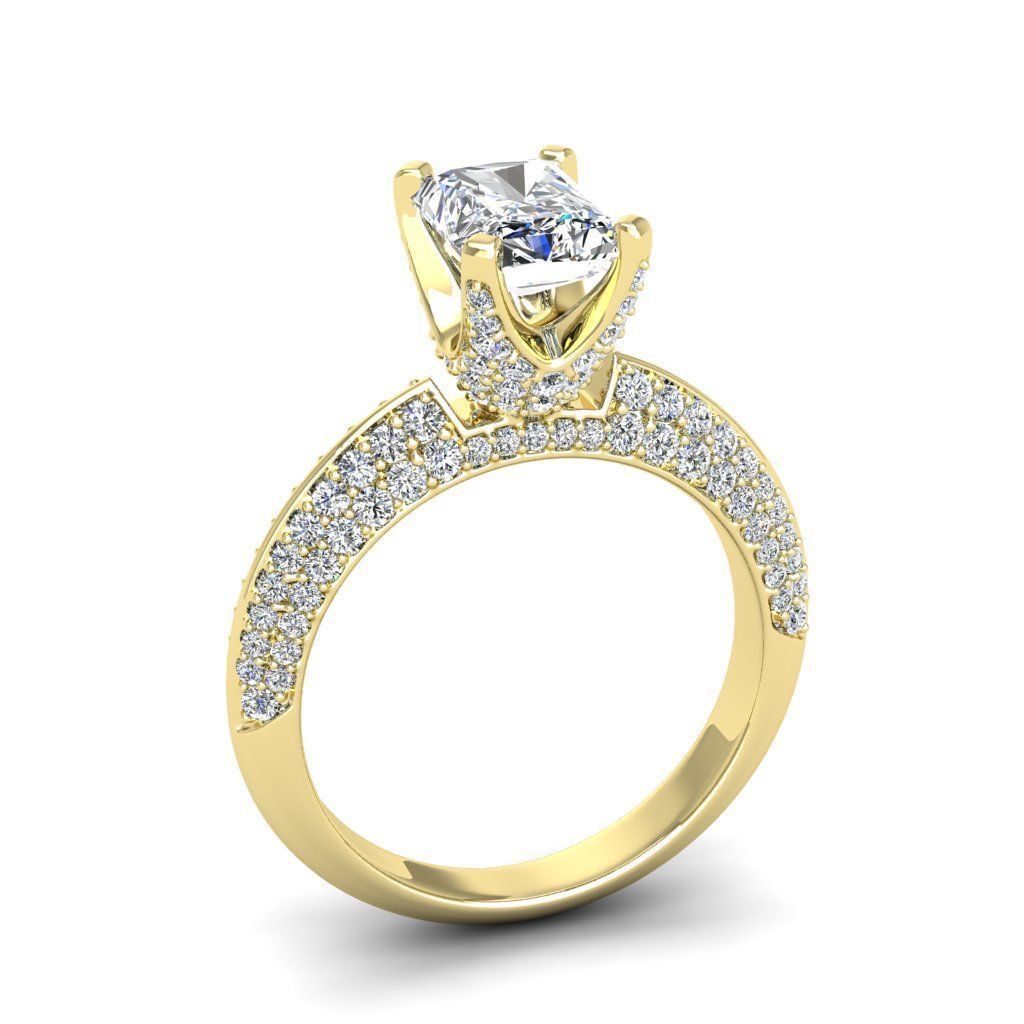 Engagement ring Stella radiant 3D print model_8