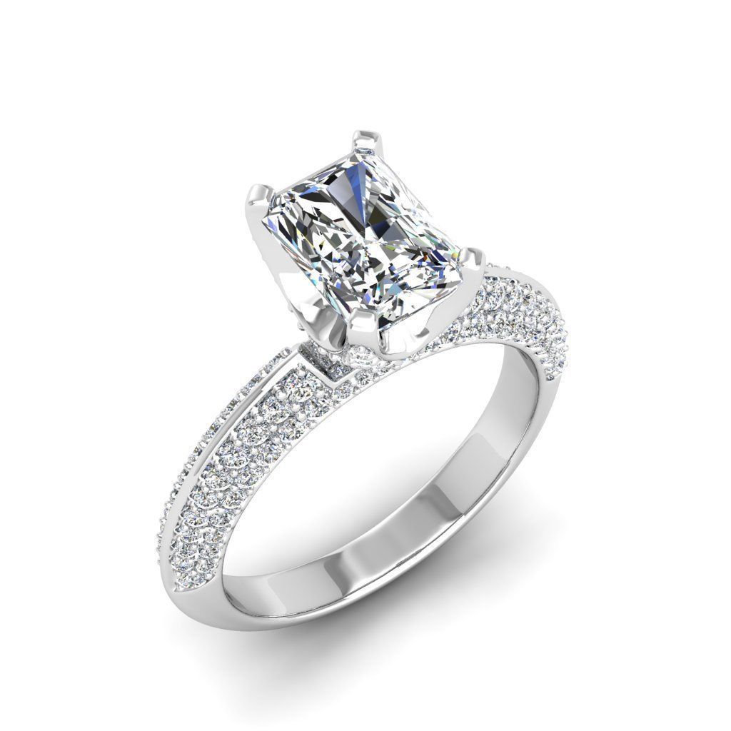 Engagement ring Stella radiant 3D print model_5