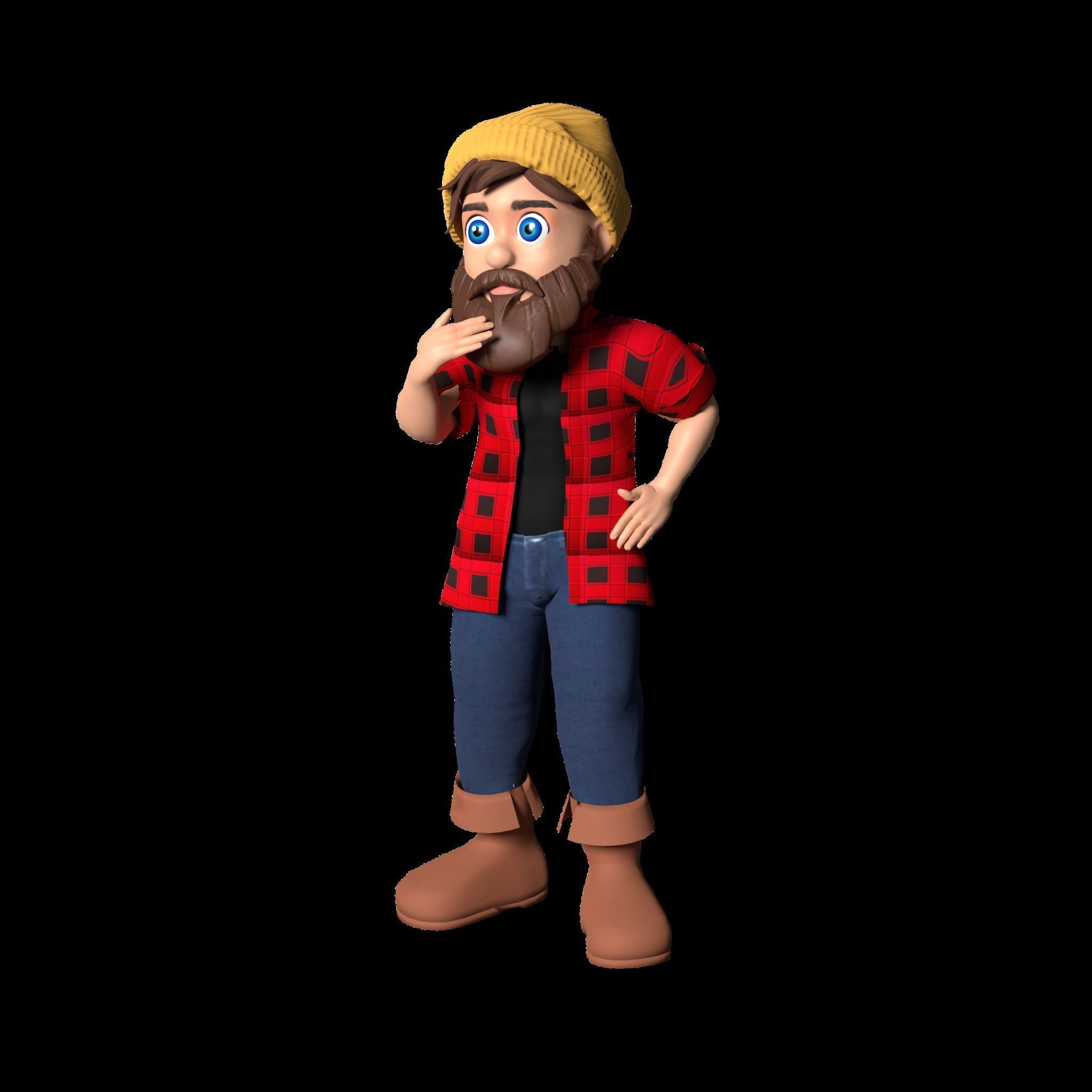 Woodcutter Lumberjack Low-poly 3D model_1