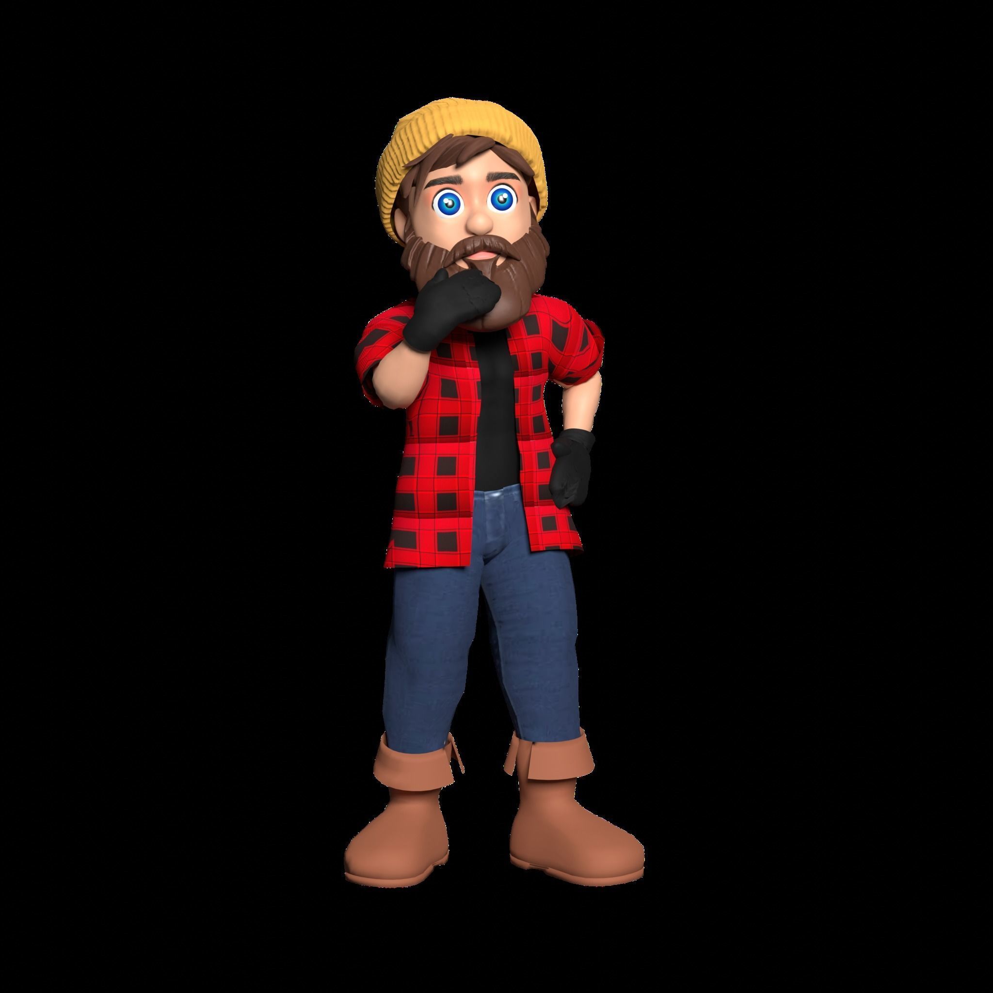 Woodcutter Lumberjack Low-poly 3D model_3