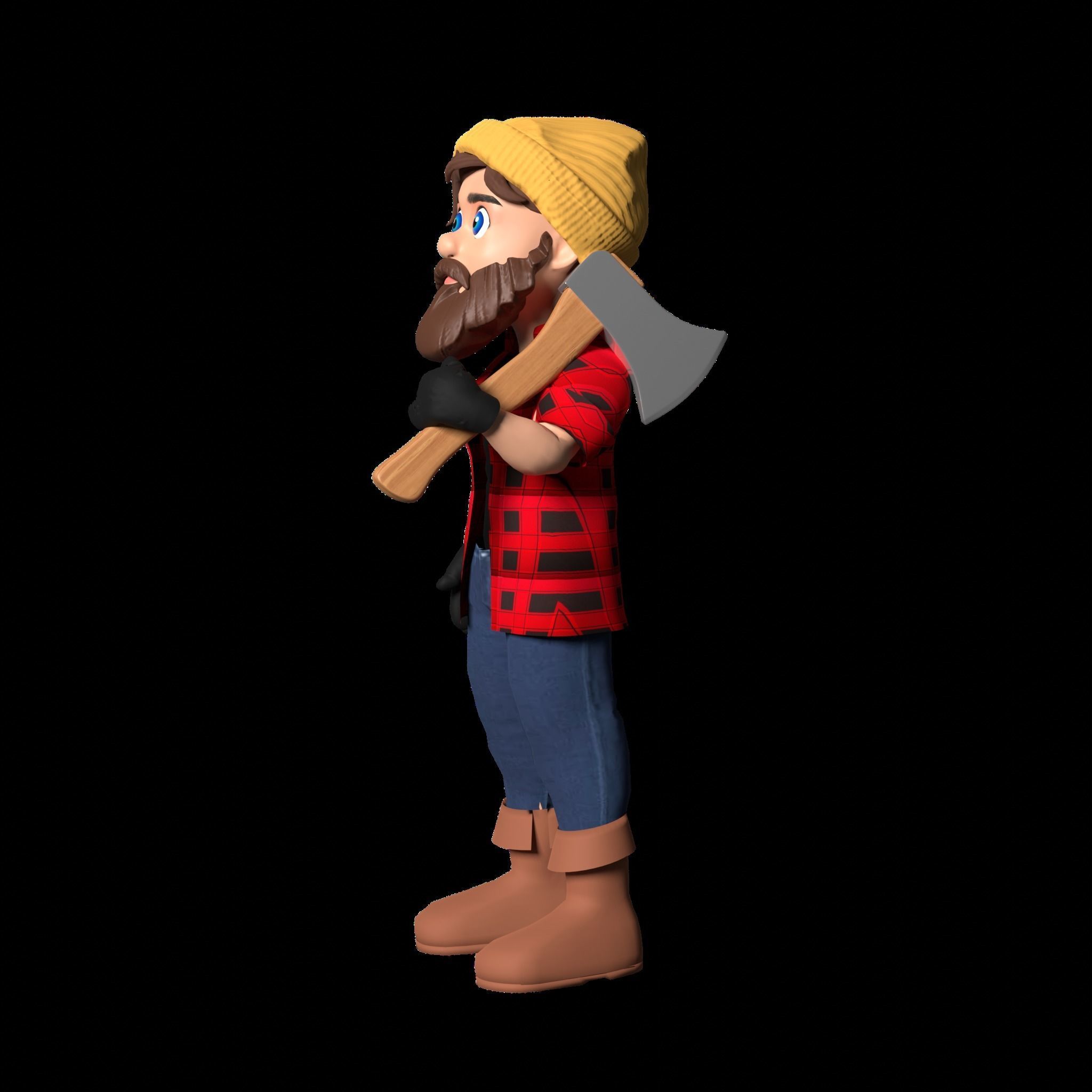 Woodcutter Lumberjack Low-poly 3D model_9