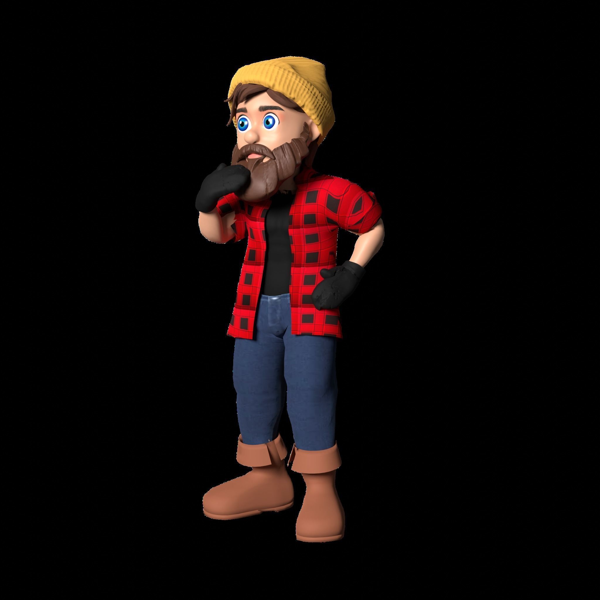 Woodcutter Lumberjack Low-poly 3D model_7