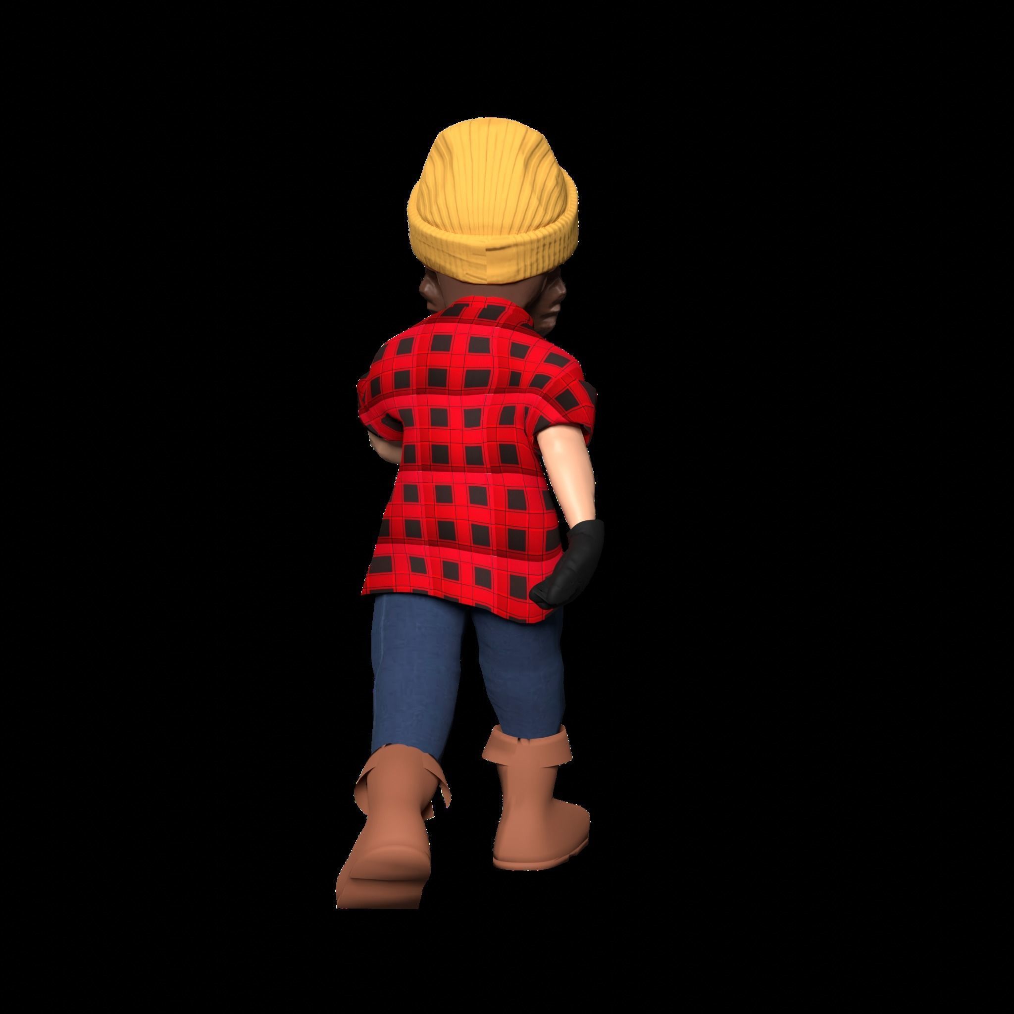 Woodcutter Lumberjack Low-poly 3D model_8