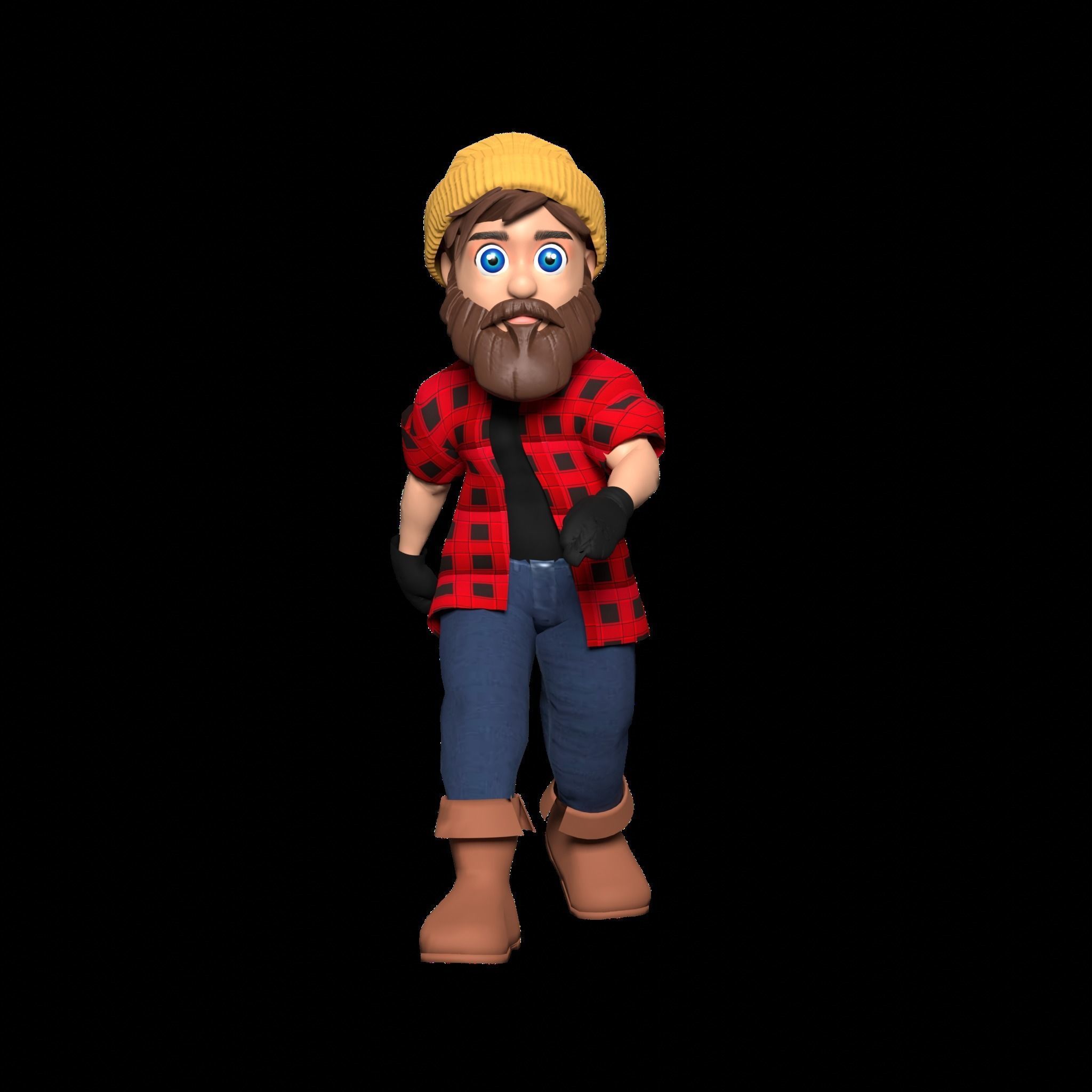 Woodcutter Lumberjack Low-poly 3D model_11