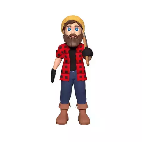 Woodcutter Lumberjack Low-poly 3D model Woodcutter Lumberjack Low-poly 3D model