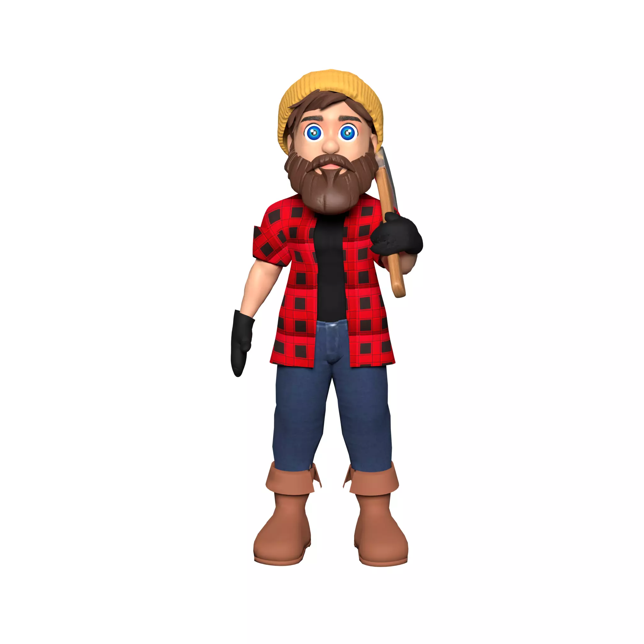 Woodcutter Lumberjack Low-poly 3D model_0