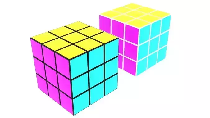 CMYK Colored Rubiks Cubes 3D model