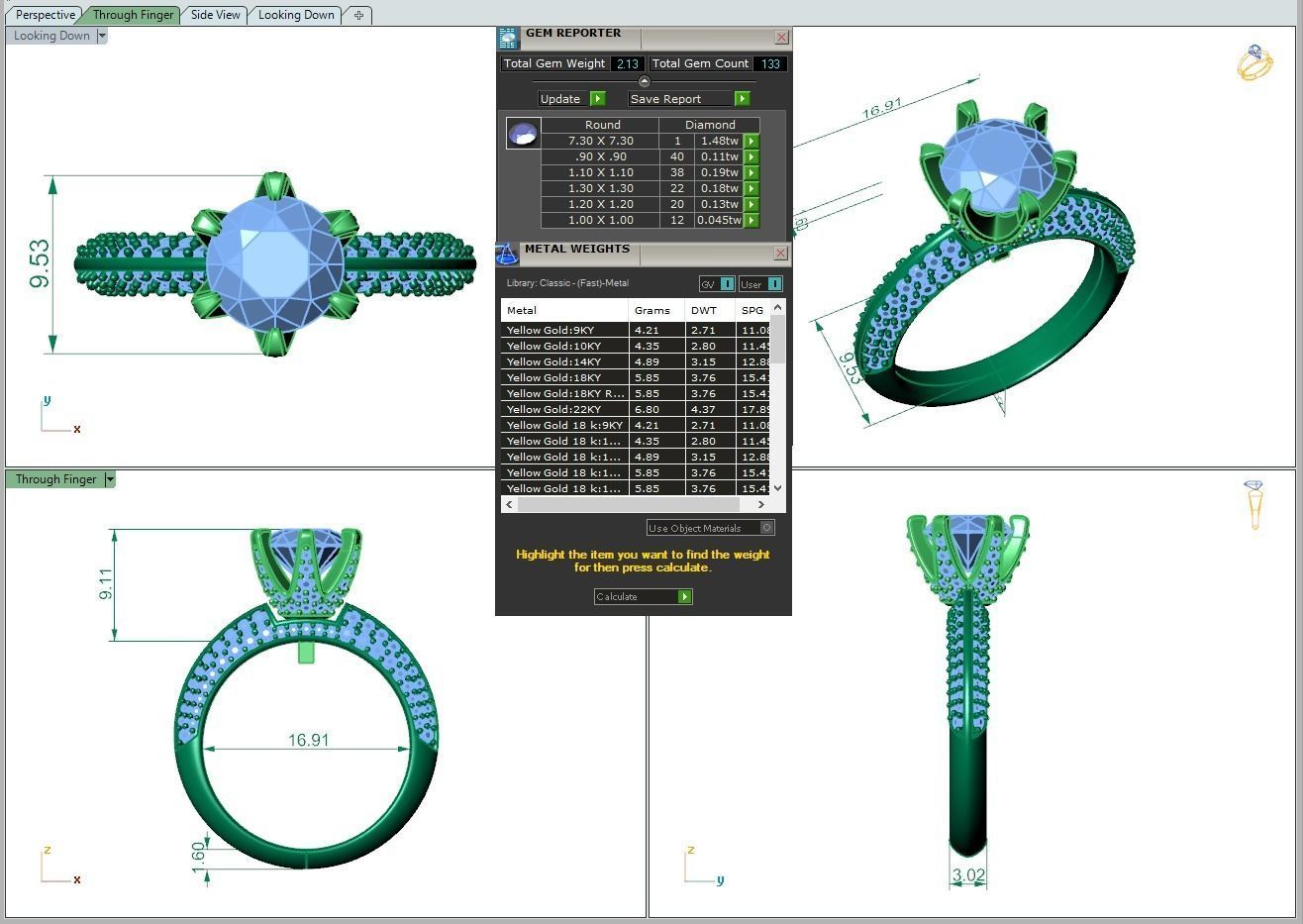 Engagement ring Stella round  3D print model_2