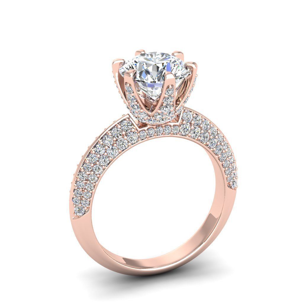 Engagement ring Stella round  3D print model_15