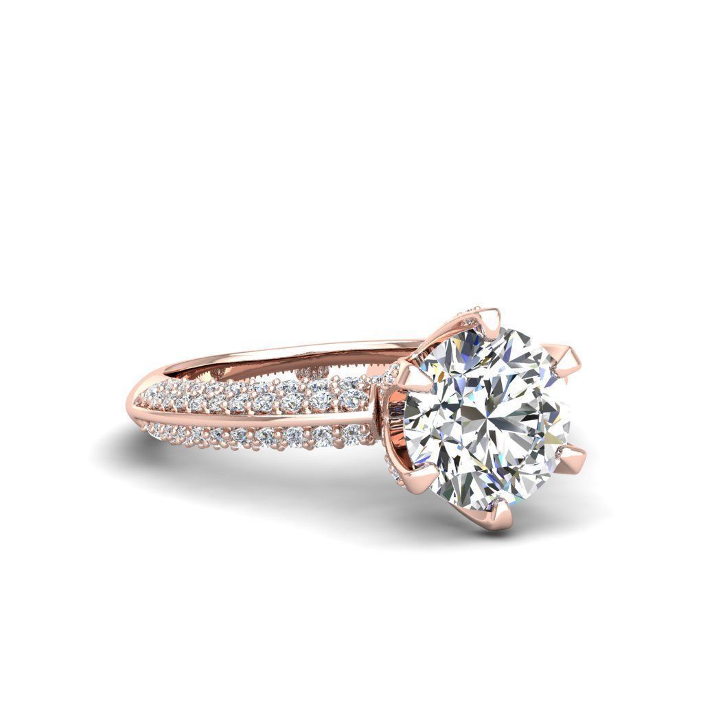 Engagement ring Stella round  3D print model_14