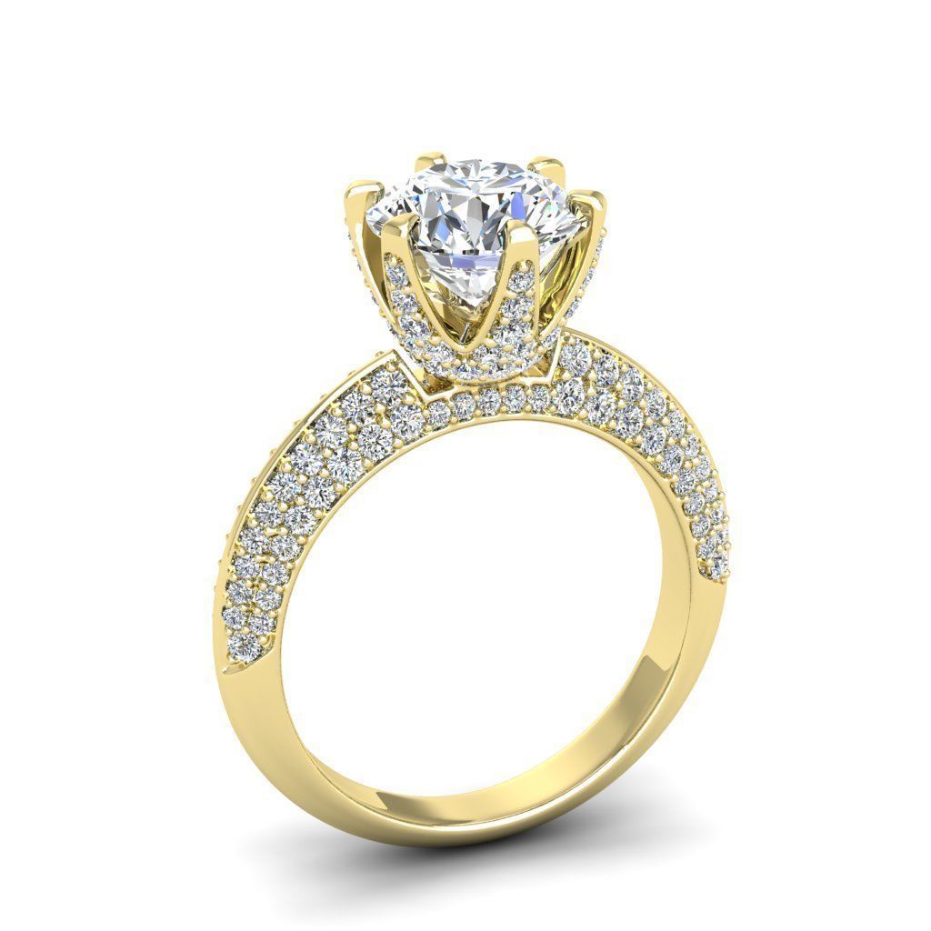 Engagement ring Stella round  3D print model_4