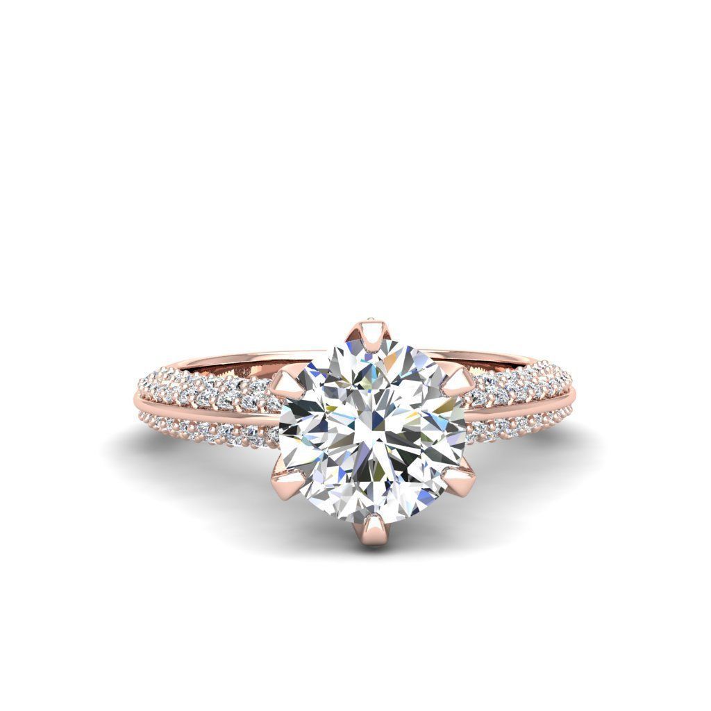Engagement ring Stella round  3D print model_7