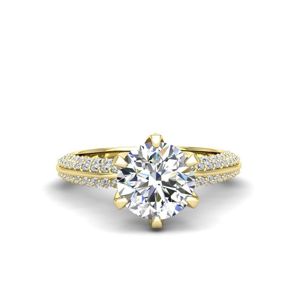 Engagement ring Stella round  3D print model_20