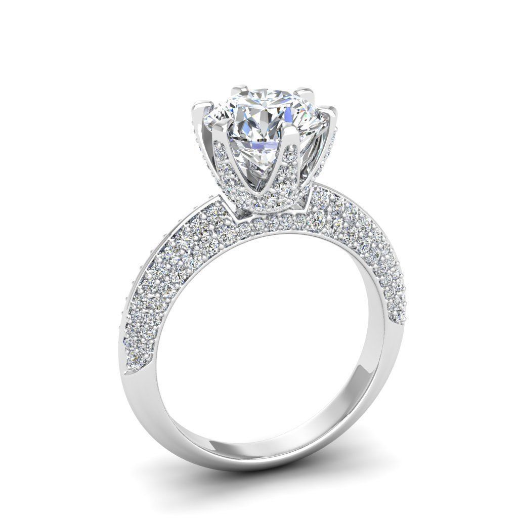 Engagement ring Stella round  3D print model_27