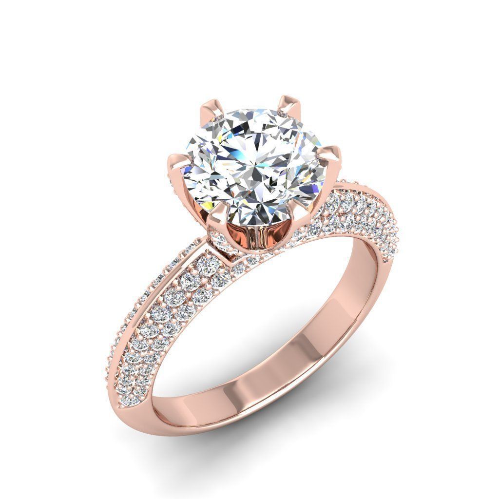 Engagement ring Stella round  3D print model_11