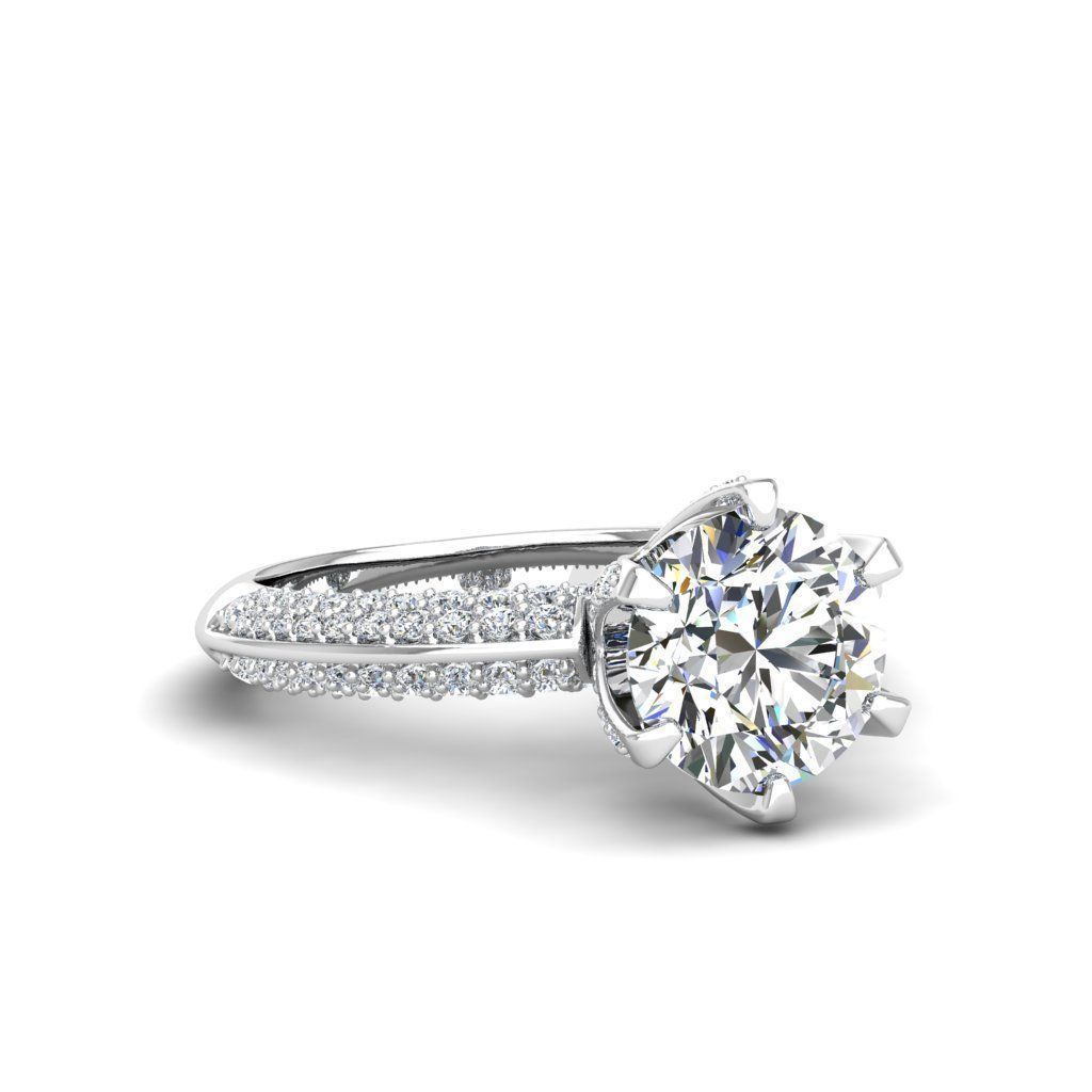 Engagement ring Stella round  3D print model_5