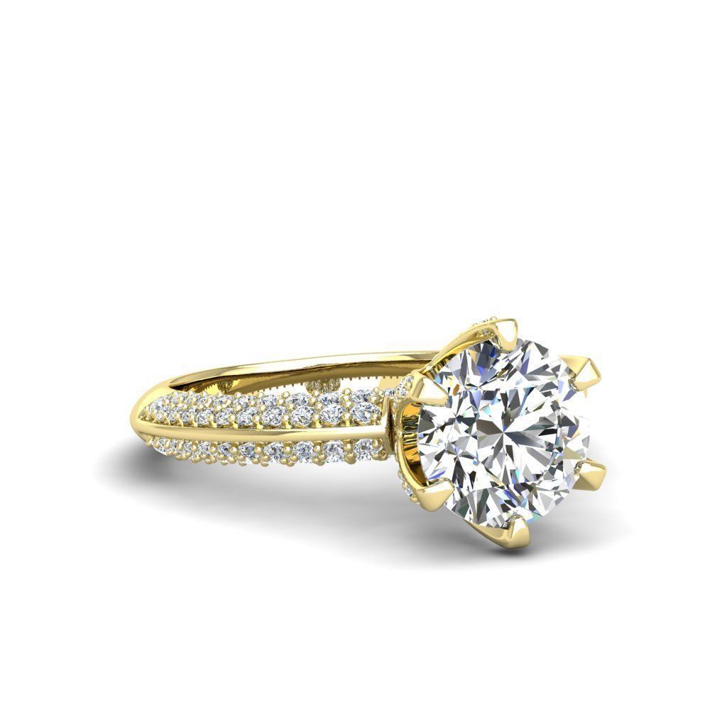 Engagement ring Stella round  3D print model_13