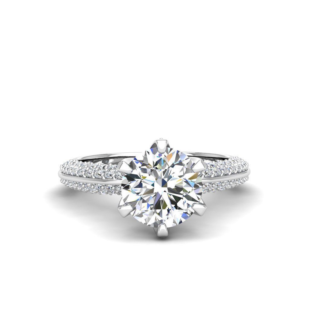 Engagement ring Stella round  3D print model_6