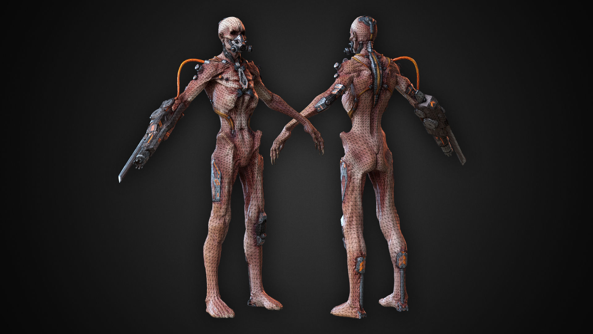 Cyber Zombie Gun Arm Low-poly 3D model_4