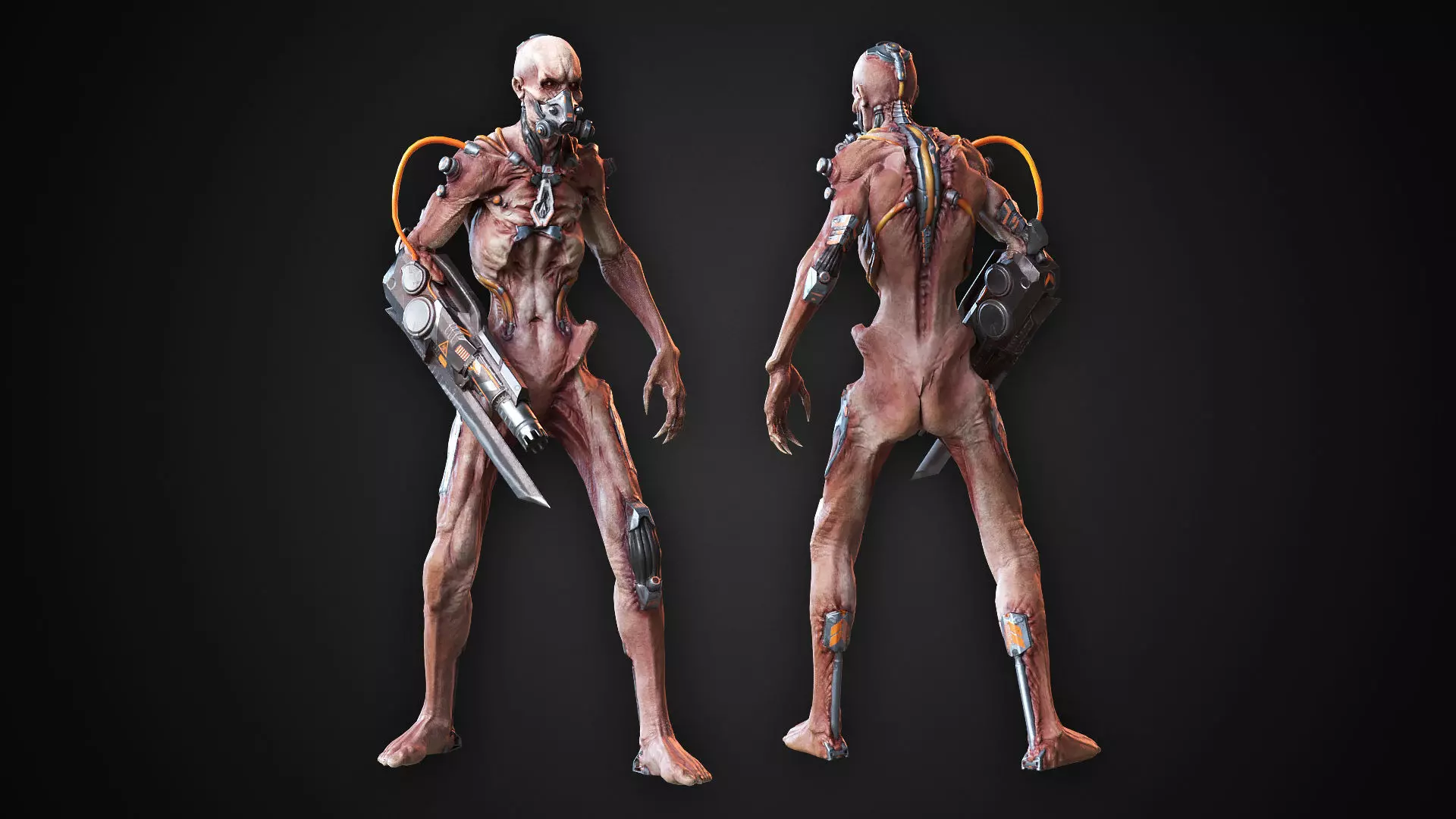 Cyber Zombie Gun Arm Low-poly 3D model_0