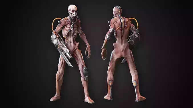 Cyber Zombie Gun Arm Low-poly 3D model