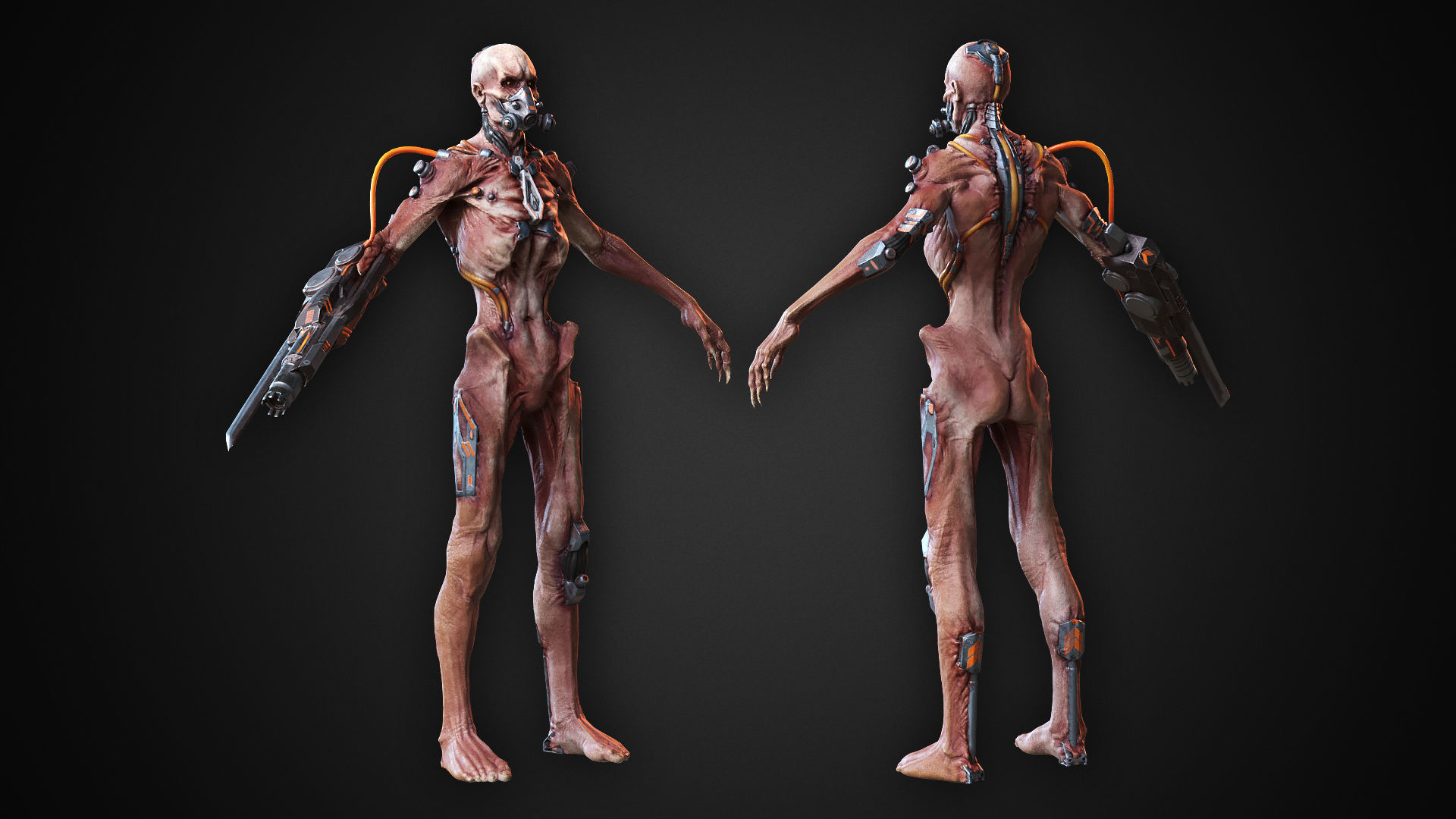 Cyber Zombie Gun Arm Low-poly 3D model_3