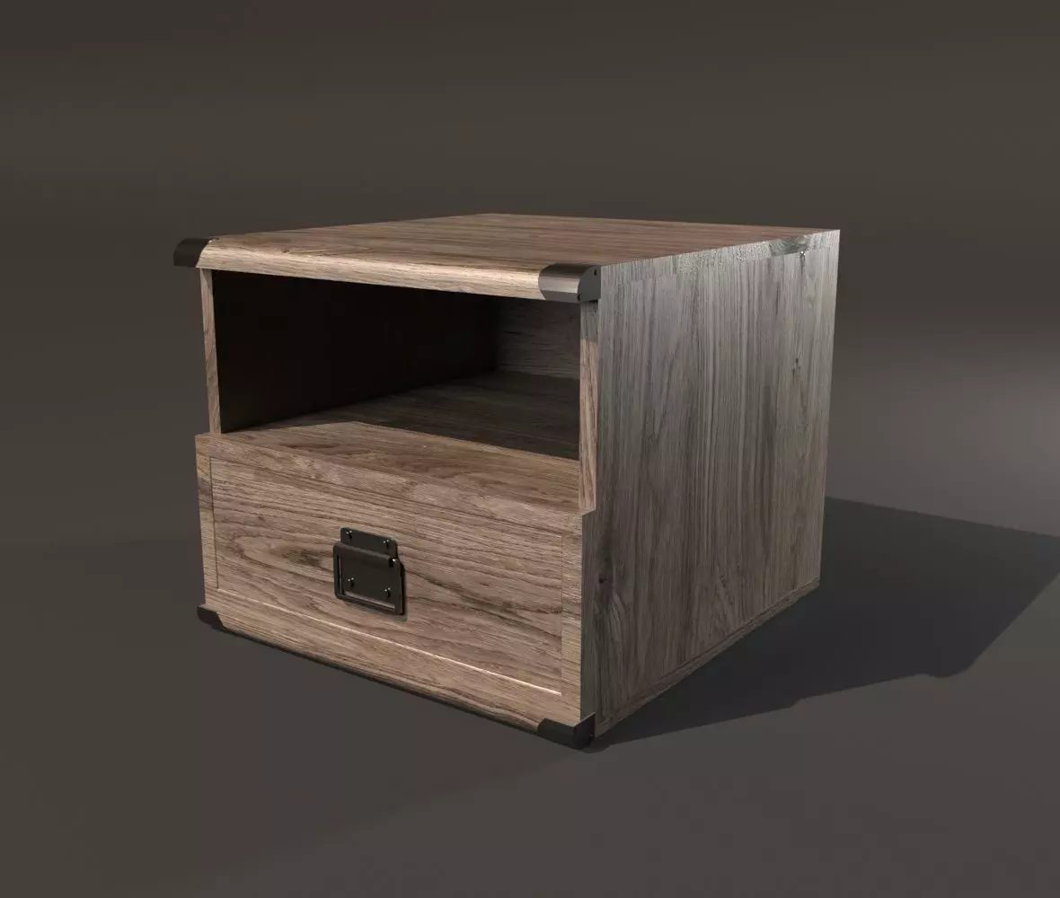 Bedside table Low-poly 3D model_0