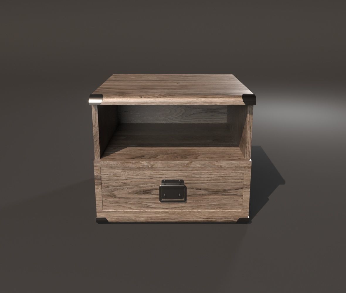 Bedside table Low-poly 3D model_1