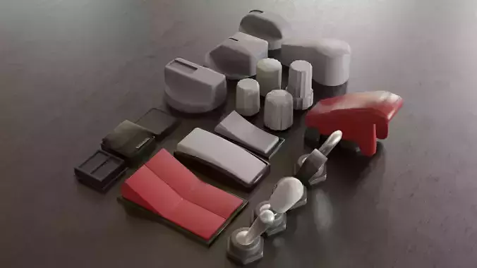 Airplane cockpit buttons Low-poly 3D model