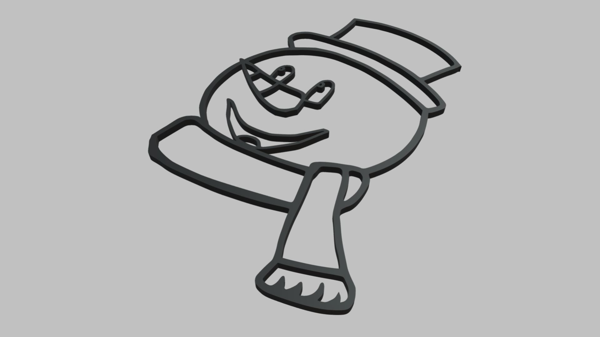 Snow Man Wall Silhouette 01 3D print model_5